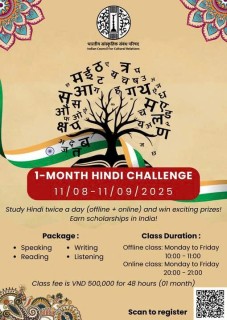 Thông báo: Khai giảng khóa học 1 tháng tiếng Hindi tại  Hà Nội
